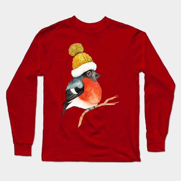 Bullfinch bird Long Sleeve T-Shirt by ruta13art